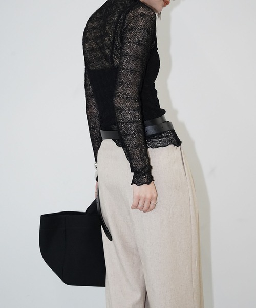 chuclla(チュクラ)の「シアーメッシュハイネックトップス chw26s090(Tシャツ/カットソー・レディース・ブラック/ホワイト・FREE)」の14枚目の写真