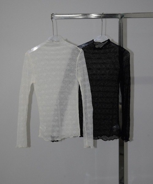 chuclla(チュクラ)の「シアーメッシュハイネックトップス chw26s090(Tシャツ/カットソー・レディース・ブラック/ホワイト・FREE)」の19枚目の写真