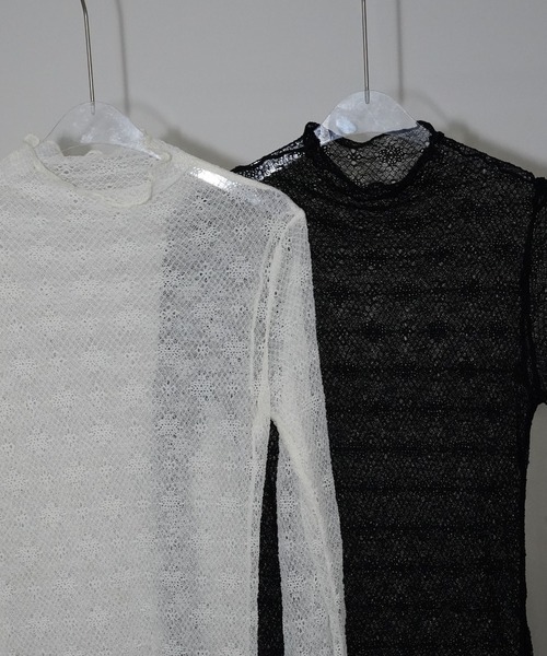 chuclla(チュクラ)の「シアーメッシュハイネックトップス chw26s090(Tシャツ/カットソー・レディース・ブラック/ホワイト・FREE)」の20枚目の写真