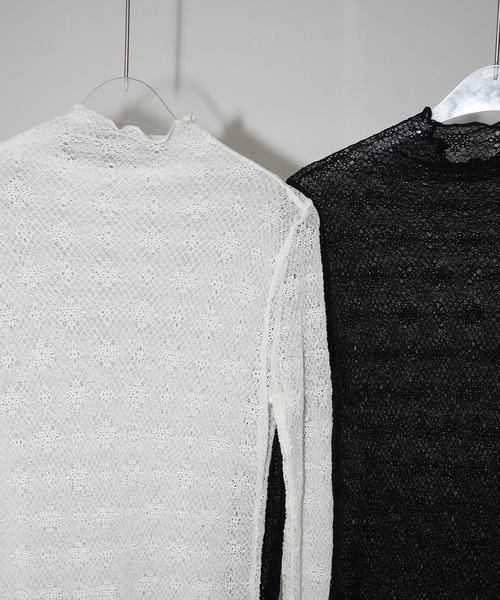 chuclla(チュクラ)の「シアーメッシュハイネックトップス chw26s090(Tシャツ/カットソー・レディース・ブラック/ホワイト・FREE)」の22枚目の写真