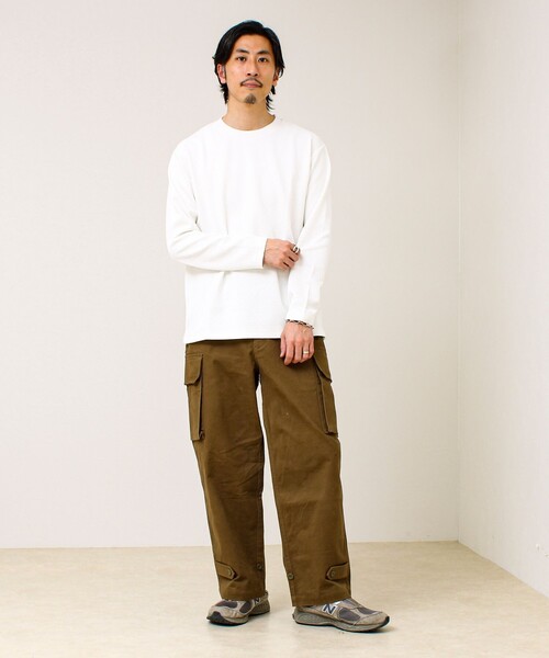 GLOSTER(グロスター)の「【素材で魅せる】フクレリンクスジャガードロンT(Tシャツ/カットソー・メンズ・ホワイト/ブラック/ブルー・L/M/S)」の9枚目の写真
