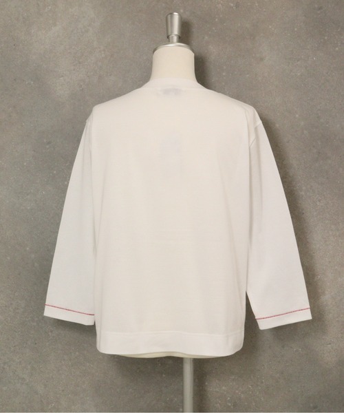 STUDIO PICONE(スタジオピッコーネ)の「ラメ刺繍UV速乾七分袖プルオーバー(Tシャツ/カットソー・レディース・ベージュ/ホワイト×グレー/ホワイト×ピンク/グレー・LL/L/M)」の7枚目の写真