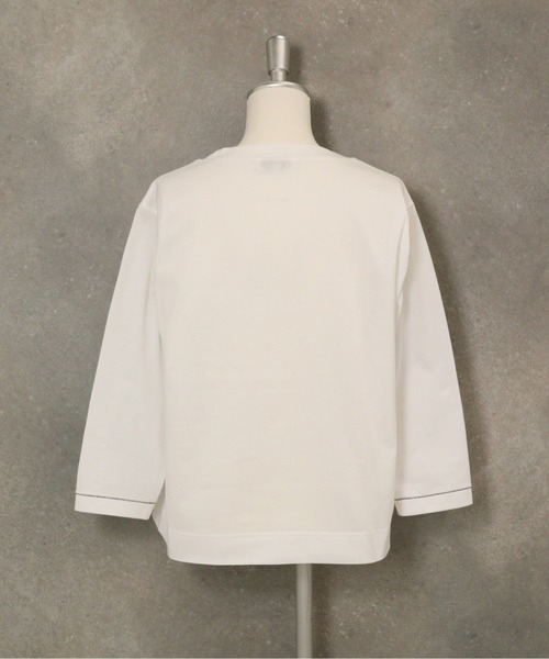 STUDIO PICONE(スタジオピッコーネ)の「ラメ刺繍UV速乾七分袖プルオーバー(Tシャツ/カットソー・レディース・ベージュ/ホワイト×グレー/ホワイト×ピンク/グレー・LL/L/M)」の9枚目の写真