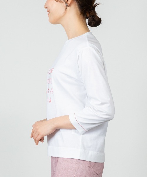 STUDIO PICONE(スタジオピッコーネ)の「ラメ刺繍UV速乾七分袖プルオーバー(Tシャツ/カットソー・レディース・ベージュ/ホワイト×グレー/ホワイト×ピンク/グレー・LL/L/M)」の13枚目の写真