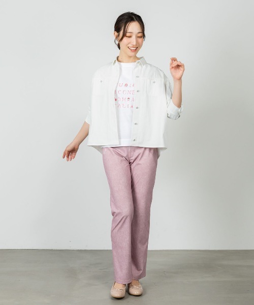 STUDIO PICONE(スタジオピッコーネ)の「ラメ刺繍UV速乾七分袖プルオーバー(Tシャツ/カットソー・レディース・ベージュ/ホワイト×グレー/ホワイト×ピンク/グレー・LL/L/M)」の16枚目の写真