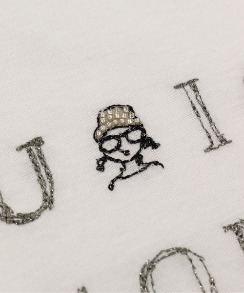 STUDIO PICONE(スタジオピッコーネ)の「ラメ刺繍UV速乾七分袖プルオーバー(Tシャツ/カットソー・レディース・ベージュ/ホワイト×グレー/ホワイト×ピンク/グレー・LL/L/M)」の18枚目の写真