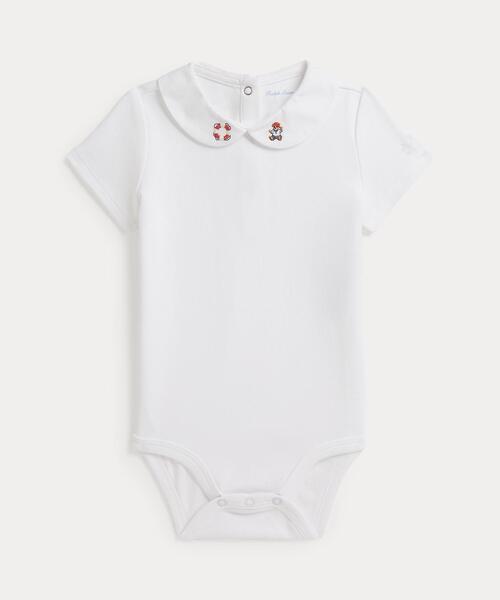 POLO RALPH LAUREN CHILDRENSWEAR(ポロ ラルフ ローレン チルドレンズウェア)の「Polo ベア コットン インターロック ボディスーツ(ロンパース・キッズ・ホワイト・12M)」の1枚目の写真