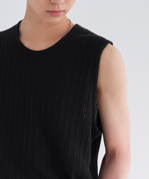 MUSINSA STANDARD（ムシンサスタンダード）の「クロシェスリーブレストップ [ブラック]（Tシャツ/カットソー・メンズ・その他・X-LARGE/LARGE/MEDIUM/XX-LARGE/SMALL/XXX-LARGE）」の2枚目の写真