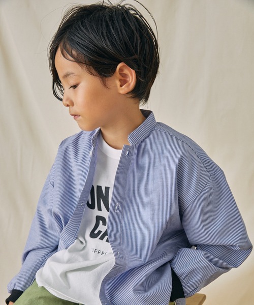 FOV(フォブ)の「フォブ ストライプシャツ(シャツ/ブラウス・キッズ・ベージュ/ブルー・S/M/L/XL)」の8枚目の写真