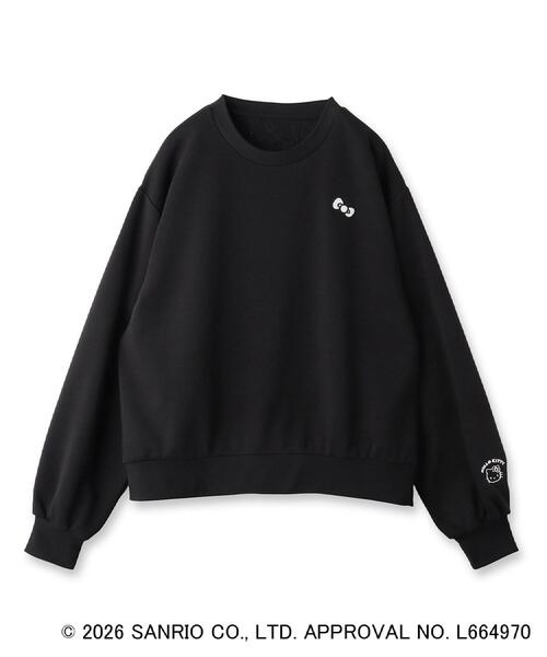 ハローキティコラボ(ハローキティコラボ)の「◆【ハローキティ】ワンポイント刺しゅう入り裏毛プルオーバー(スウェット・レディース・オフホワイト/グレー/ブラック・99)」の1枚目の写真