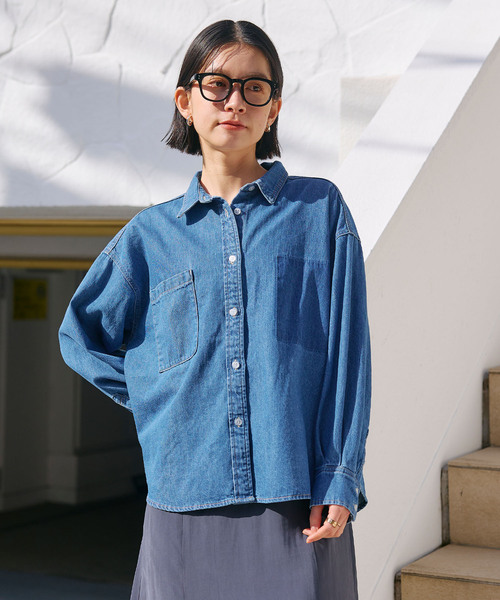 CROSS FUNCTION（クロスファンクション）の「《撥水》FRESH DENIM ポケットデザインデニムシャツ【CROSS FUNCTION/クロスファンクション】（シャツ/ブラウス・レディース・サックスブルー/インディゴブルー・LL/L/M）」の15枚目の写真