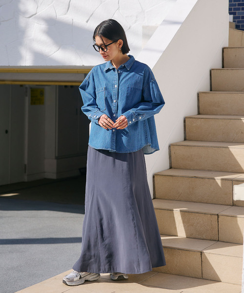CROSS FUNCTION（クロスファンクション）の「《撥水》FRESH DENIM ポケットデザインデニムシャツ【CROSS FUNCTION/クロスファンクション】（シャツ/ブラウス・レディース・サックスブルー/インディゴブルー・LL/L/M）」の18枚目の写真