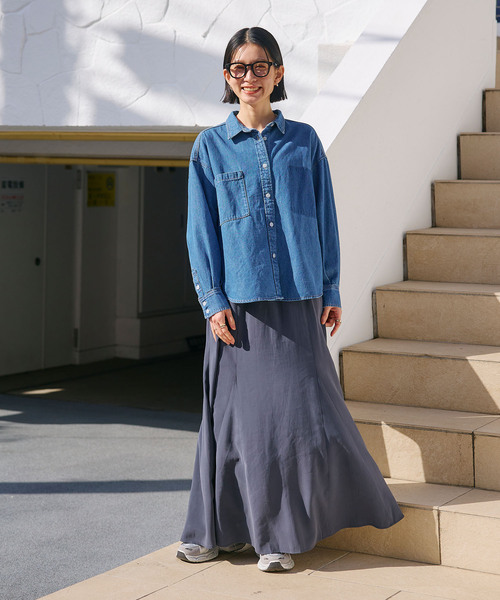 CROSS FUNCTION（クロスファンクション）の「《撥水》FRESH DENIM ポケットデザインデニムシャツ【CROSS FUNCTION/クロスファンクション】（シャツ/ブラウス・レディース・サックスブルー/インディゴブルー・LL/L/M）」の20枚目の写真