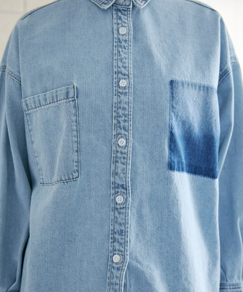 CROSS FUNCTION（クロスファンクション）の「《撥水》FRESH DENIM ポケットデザインデニムシャツ【CROSS FUNCTION/クロスファンクション】（シャツ/ブラウス・レディース・サックスブルー/インディゴブルー・LL/L/M）」の22枚目の写真