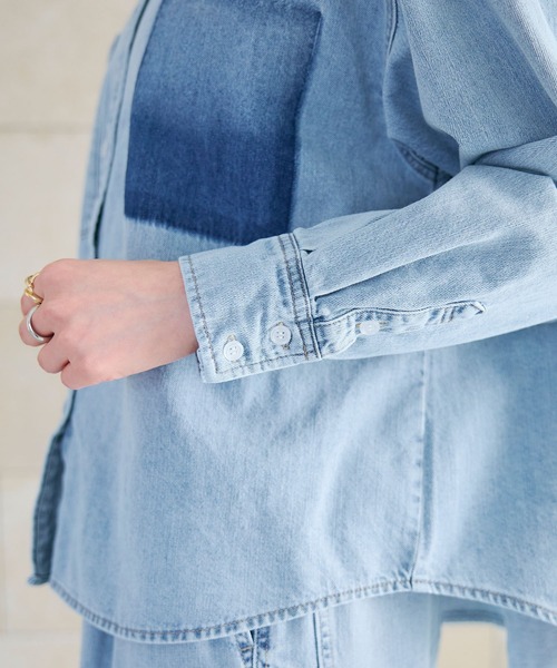 CROSS FUNCTION(クロスファンクション)の「《撥水》FRESH DENIM ポケットデザインデニムシャツ【CROSS FUNCTION/クロスファンクション】(シャツ/ブラウス・レディース・サックスブルー/インディゴブルー・LL/L/M)」の21枚目の写真