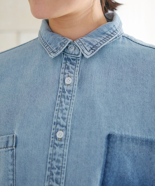 CROSS FUNCTION(クロスファンクション)の「《撥水》FRESH DENIM ポケットデザインデニムシャツ【CROSS FUNCTION/クロスファンクション】(シャツ/ブラウス・レディース・サックスブルー/インディゴブルー・LL/L/M)」の19枚目の写真