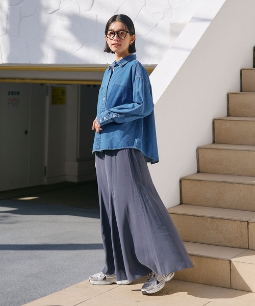 CROSS FUNCTION(クロスファンクション)の「《撥水》FRESH DENIM ポケットデザインデニムシャツ【CROSS FUNCTION/クロスファンクション】(シャツ/ブラウス・レディース・サックスブルー/インディゴブルー・LL/L/M)」の16枚目の写真