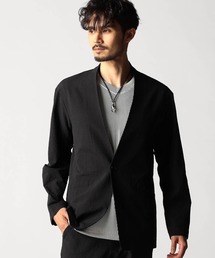 NICOLE CLUB FOR MEN | サッカーチェック　ノーカラージャケット(ノーカラージャケット)