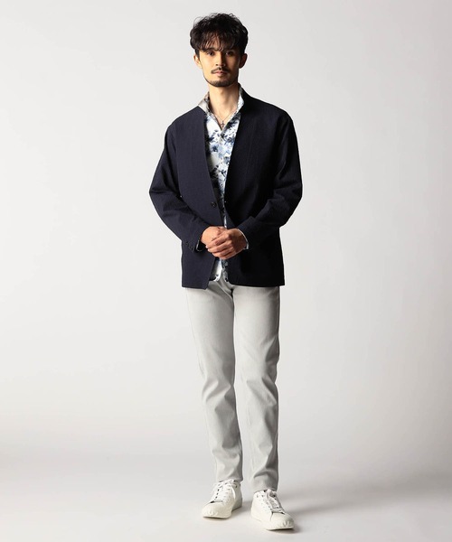 NICOLE CLUB FOR MEN（ニコルクラブフォーメン）の「サッカーチェック　ノーカラージャケット（その他アウター・メンズ・ネイビー/ブラック・MEDIUM/LARGE/X-LARGE）」の4枚目の写真