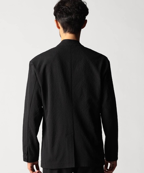 NICOLE CLUB FOR MEN（ニコルクラブフォーメン）の「サッカーチェック　ノーカラージャケット（その他アウター・メンズ・ネイビー/ブラック・MEDIUM/LARGE/X-LARGE）」の5枚目の写真