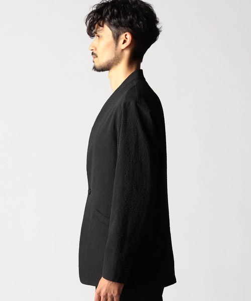 NICOLE CLUB FOR MEN（ニコルクラブフォーメン）の「サッカーチェック　ノーカラージャケット（その他アウター・メンズ・ネイビー/ブラック・MEDIUM/LARGE/X-LARGE）」の6枚目の写真