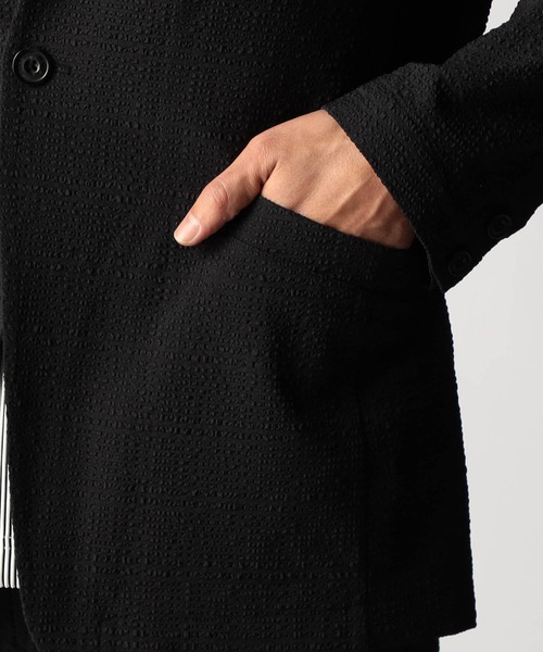 NICOLE CLUB FOR MEN（ニコルクラブフォーメン）の「サッカーチェック　ノーカラージャケット（その他アウター・メンズ・ネイビー/ブラック・MEDIUM/LARGE/X-LARGE）」の9枚目の写真