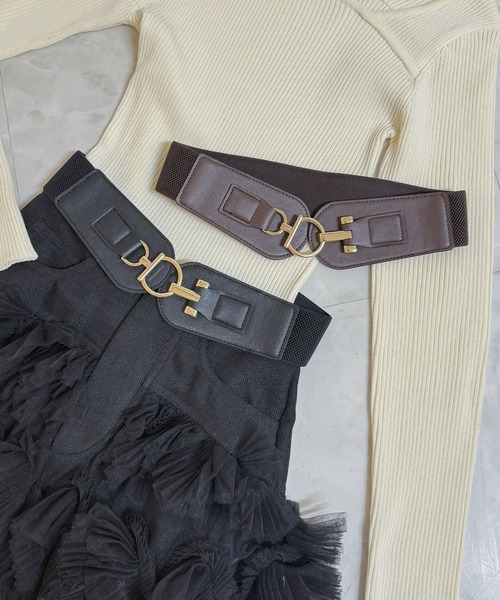 ROYAL PARTY（ロイヤルパーティー）の「ゴールドビットウエストマーカーベルト（ベルト・レディース・ブラック/ブラウン・FREE）」の3枚目の写真