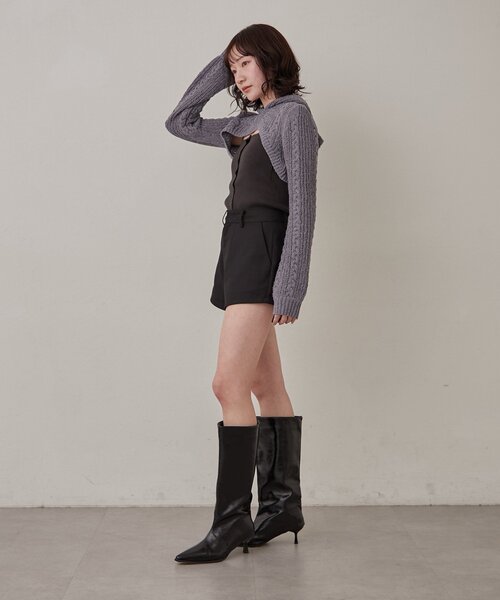 mline（エムライン）の「[mline]ショートニット フーディーSET（ニット/セーター・レディース・チャコールグレー/アイボリー・FREE）」の14枚目の写真