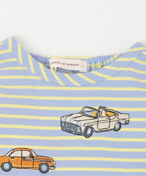 sense of wonder（センスオブワンダー）の「リバティクルマ刺しゅう長袖Tシャツ（Tシャツ/カットソー・キッズ・ブルー/グレー・110cm/100cm/90cm/80ｃｍ/120cm）」の4枚目の写真