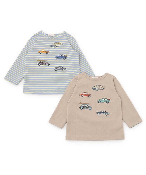 sense of wonder（センスオブワンダー）の「リバティクルマ刺しゅう長袖Tシャツ（Tシャツ/カットソー・キッズ・ブルー/グレー・110cm/100cm/90cm/80ｃｍ/120cm）」の11枚目の写真