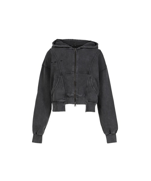 BOHEMSEO（ボヘミアンソウル）の「WASHED UNEVEN HEM HOOD ZIP-UP 