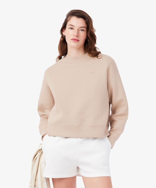 LACOSTE（ラコステ）の「オーバーサイズダブルフェイスジャージ クルーネックスウェットシャツ（スウェット・レディース・ホワイト/ベージュ・38/40/36/34）」の13枚目の写真