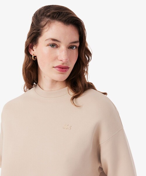 LACOSTE（ラコステ）の「オーバーサイズダブルフェイスジャージ クルーネックスウェットシャツ（スウェット・レディース・ホワイト/ベージュ・38/40/36/34）」の14枚目の写真