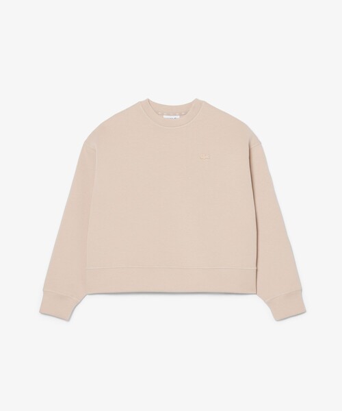LACOSTE（ラコステ）の「オーバーサイズダブルフェイスジャージ クルーネックスウェットシャツ（スウェット・レディース・ホワイト/ベージュ・38/40/36/34）」の5枚目の写真