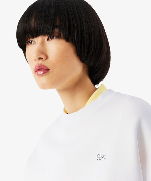 LACOSTE（ラコステ）の「オーバーサイズダブルフェイスジャージ クルーネックスウェットシャツ（スウェット・レディース・ホワイト/ベージュ・38/40/36/34）」の7枚目の写真