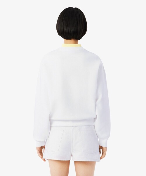 LACOSTE（ラコステ）の「オーバーサイズダブルフェイスジャージ クルーネックスウェットシャツ（スウェット・レディース・ホワイト/ベージュ・38/40/36/34）」の8枚目の写真