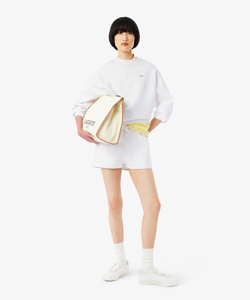 LACOSTE（ラコステ）の「オーバーサイズダブルフェイスジャージ クルーネックスウェットシャツ（スウェット・レディース・ホワイト/ベージュ・38/40/36/34）」の9枚目の写真