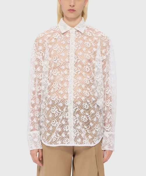 MSGM(エムエスジーエム)の「チュールローズ シアーシャツ(シャツ/ブラウス・レディース・オフホワイト・40/38)」の2枚目の写真