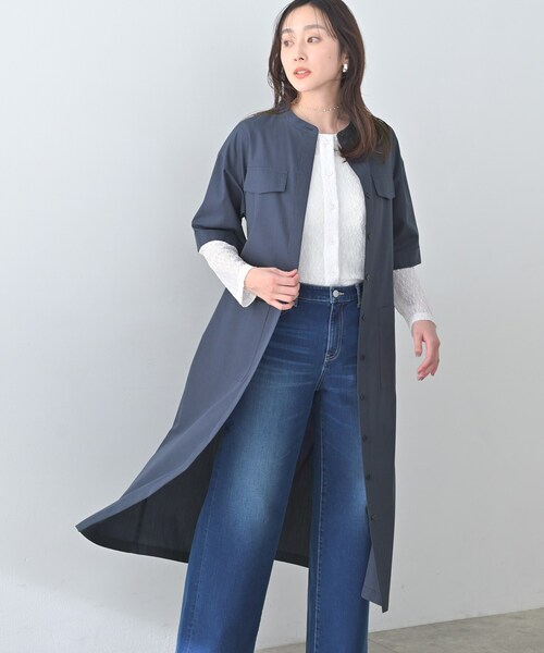 UNTITLED（アンタイトル）の「シャンブレーシャツワンピース（ワンピース・レディース・カーキ/ネイビー・01/04/03/02/50/48/44/00）」の2枚目の写真