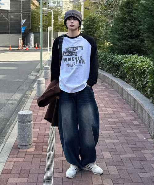 MINDBRIDGE(マインドブリッジ)の「ラグランオーバーサイズ長袖Tシャツ - 2カラー(Tシャツ/カットソー・メンズ・ネイビー/グレー・100/95/105)」の4枚目の写真