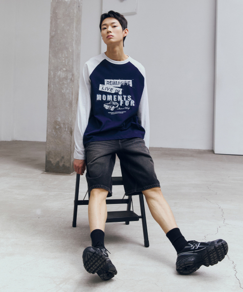MINDBRIDGE(マインドブリッジ)の「ラグランオーバーサイズ長袖Tシャツ - 2カラー(Tシャツ/カットソー・メンズ・ネイビー/グレー・100/95/105)」の7枚目の写真