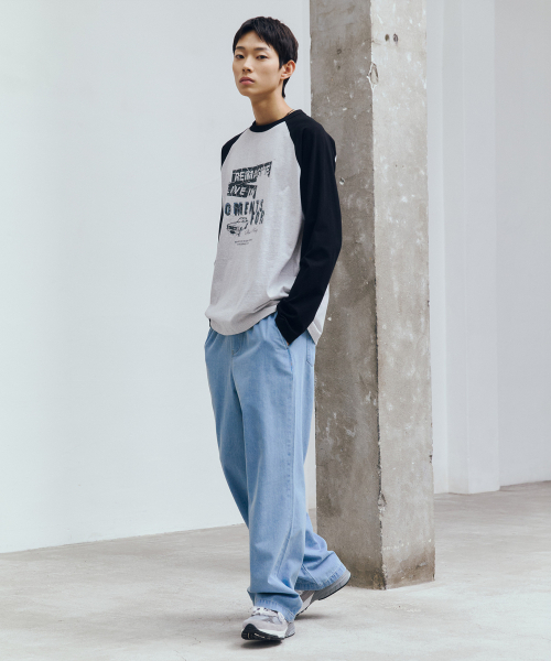 MINDBRIDGE(マインドブリッジ)の「ラグランオーバーサイズ長袖Tシャツ - 2カラー(Tシャツ/カットソー・メンズ・ネイビー/グレー・100/95/105)」の8枚目の写真