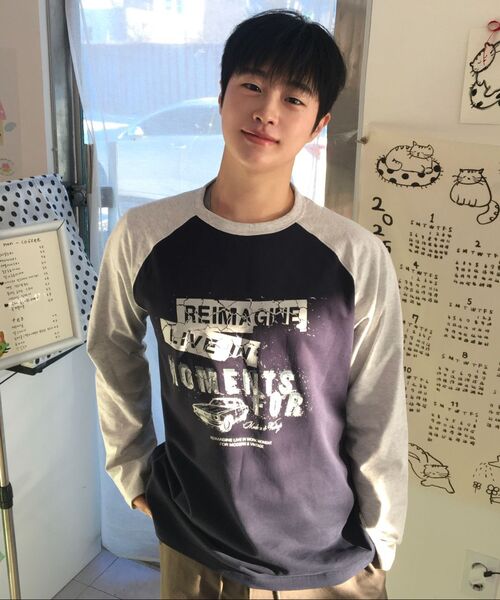 MINDBRIDGE(マインドブリッジ)の「ラグランオーバーサイズ長袖Tシャツ - 2カラー(Tシャツ/カットソー・メンズ・ネイビー/グレー・100/95/105)」の14枚目の写真
