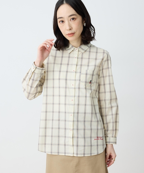 DECOY SINCE 1981（デコイシンスイチキュウハチイチ）の「【chiyoさんコラボ】ロンドンマーチチェックブラウス【オーガニックコットン100%】（シャツ/ブラウス・レディース・ベージュ/ネイビー・9号/11号/13号）」の3枚目の写真