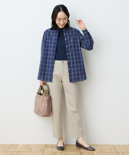 DECOY SINCE 1981（デコイシンスイチキュウハチイチ）の「【chiyoさんコラボ】ロンドンマーチチェックブラウス【オーガニックコットン100%】（シャツ/ブラウス・レディース・ベージュ/ネイビー・9号/11号/13号）」の8枚目の写真