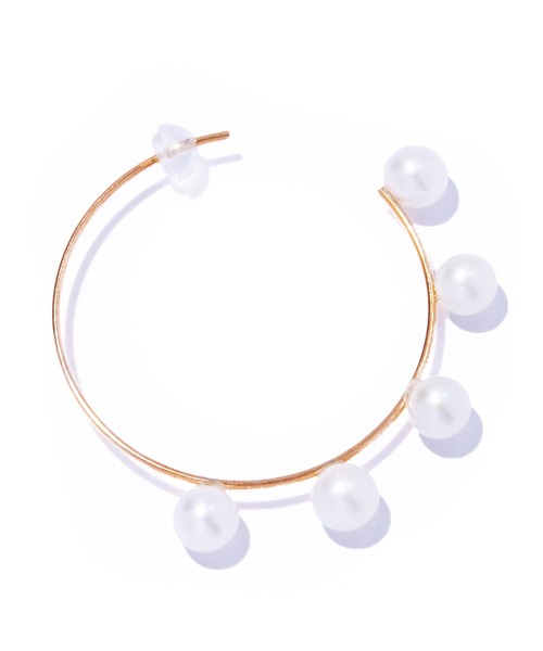 les bonbon(ルボンボン)の「【les bon bon】flotter pearl hoop pierce S/フロテ パール フープ ピアス S 片耳 BOB912(ピアス(片耳用)・レディース・ホワイト・FREE)」の4枚目の写真