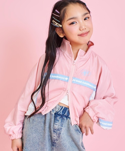 ❤️週末SALE❤️ ❤️ ピンク ジップアップジャケット セール】配色クロップドシャカブルゾン（ブルゾン）｜ANAP kids