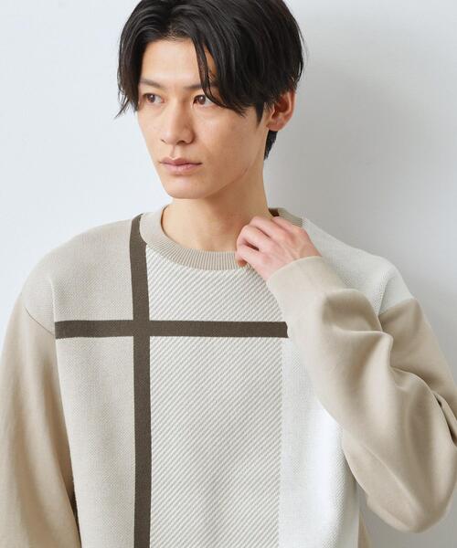 THE SHOP TK (ザ ショップ ティーケー )の「チェック柄ダンボール スウェット 洗濯機OK(Tシャツ/カットソー・メンズ・ホワイト系4/ホワイト系8/ベージュ系1・04/03/02)」の3枚目の写真