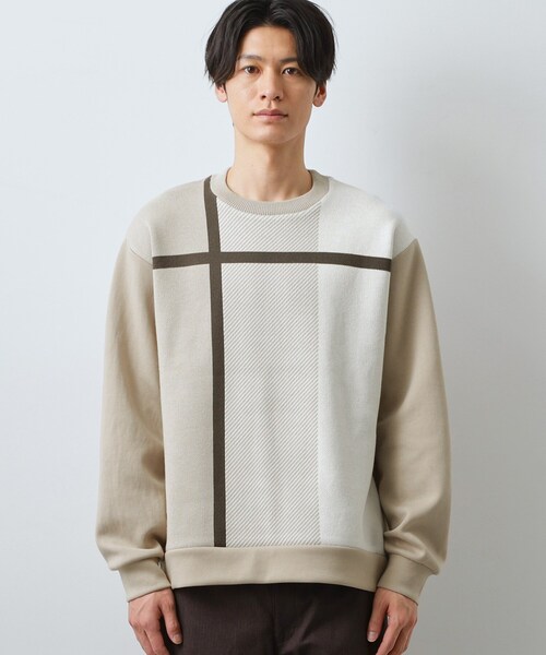 THE SHOP TK (ザ ショップ ティーケー )の「チェック柄ダンボール スウェット 洗濯機OK(Tシャツ/カットソー・メンズ・ホワイト系4/ホワイト系8/ベージュ系1・04/03/02)」の9枚目の写真