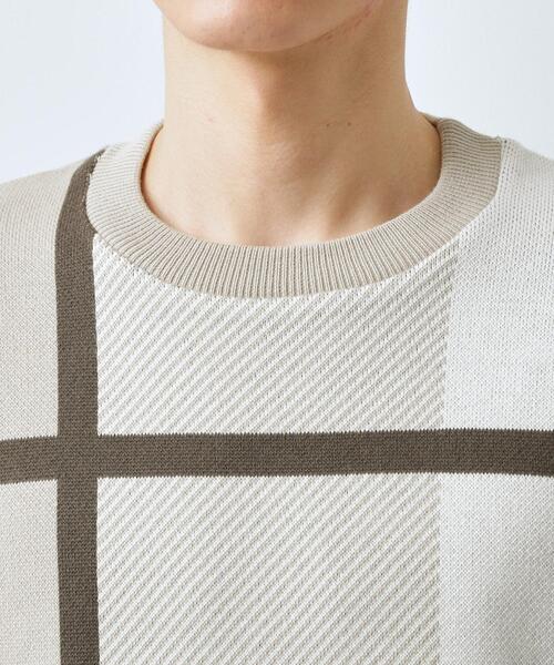 THE SHOP TK (ザ ショップ ティーケー )の「チェック柄ダンボール スウェット 洗濯機OK(Tシャツ/カットソー・メンズ・ホワイト系4/ホワイト系8/ベージュ系1・04/03/02)」の4枚目の写真